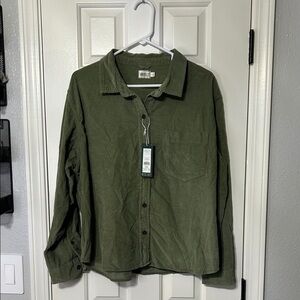 Alpine Olive Green Button-Up Shirt